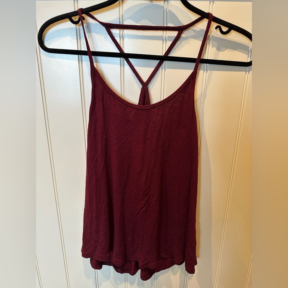 WHISPER Ladies Woman’s Size Extra Small Burgandy Spaghetti Straps Tank T…